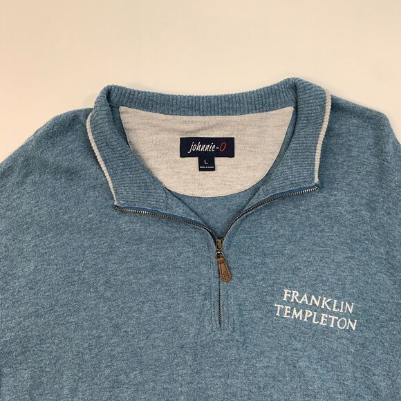 Johnnie-o Bailey Sweater Mens L Large Metal-Blue Quarter Zip Cotton Nylon Silk - Picture 3 of 12
